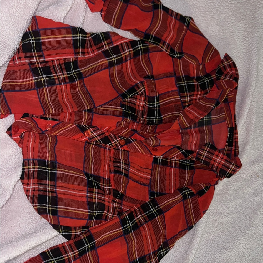 Red Plaid Button-Up Shirt - NWOT